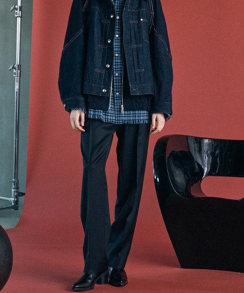 MAISON SPECIAL(メゾンスペシャル)の「《UNISEX》【Ermenegildo Zegna Fabric】Tight Straight Trousers/【エルメネジルド・ゼニア ファブリック】タイトストレートスラックス【MAISON SPECIAL/メゾンスペシャル】■セットアップ対応■(スラックス・メンズ・ブラック・2/1/0)」の4枚目の写真