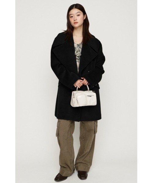SLY(スライ)の「BIG COLLAR DOUBLE MIDI COAT ビッグカラーダブルミディコート 秋服 冬服(ステンカラーコート・レディース・ブラウン/マルチ/杢グレー/ブラック・FREE)」の7枚目の写真
