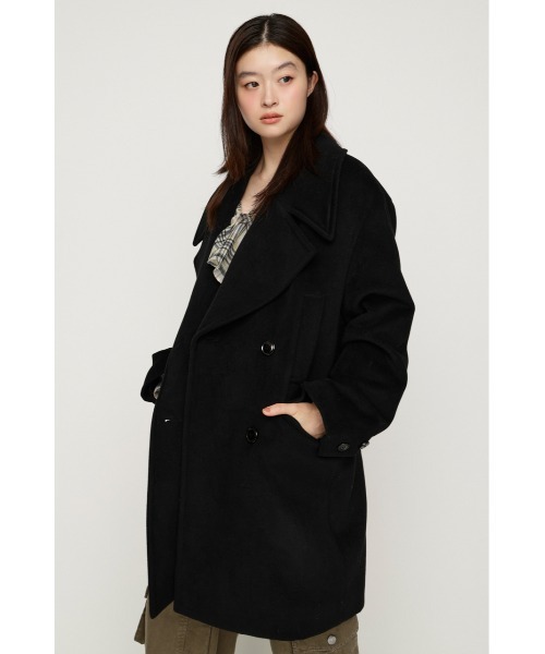 SLY(スライ)の「BIG COLLAR DOUBLE MIDI COAT ビッグカラーダブルミディコート 秋服 冬服(ステンカラーコート・レディース・ブラウン/マルチ/杢グレー/ブラック・FREE)」の8枚目の写真