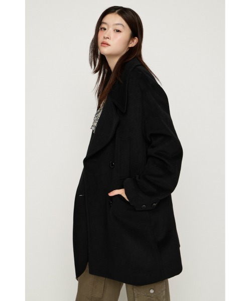 SLY(スライ)の「BIG COLLAR DOUBLE MIDI COAT ビッグカラーダブルミディコート 秋服 冬服(ステンカラーコート・レディース・ブラウン/マルチ/杢グレー/ブラック・FREE)」の9枚目の写真
