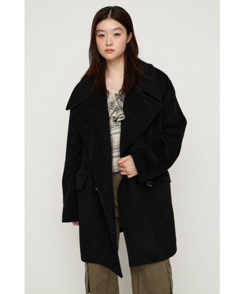 SLY(スライ)の「BIG COLLAR DOUBLE MIDI COAT ビッグカラーダブルミディコート 秋服 冬服(ステンカラーコート・レディース・ブラウン/マルチ/杢グレー/ブラック・FREE)」の10枚目の写真