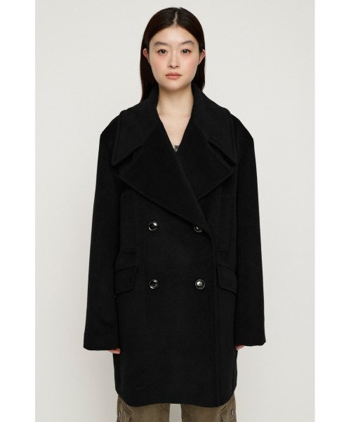 SLY(スライ)の「BIG COLLAR DOUBLE MIDI COAT ビッグカラーダブルミディコート 秋服 冬服(ステンカラーコート・レディース・ブラウン/マルチ/杢グレー/ブラック・FREE)」の12枚目の写真