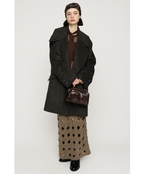 SLY(スライ)の「BIG COLLAR DOUBLE MIDI COAT ビッグカラーダブルミディコート 秋服 冬服(ステンカラーコート・レディース・ブラウン/マルチ/杢グレー/ブラック・FREE)」の13枚目の写真