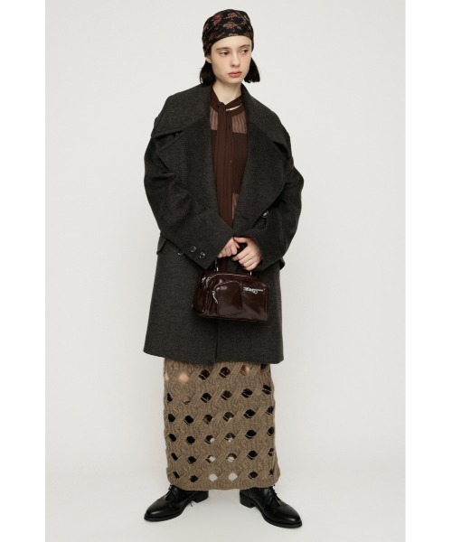 SLY(スライ)の「BIG COLLAR DOUBLE MIDI COAT ビッグカラーダブルミディコート 秋服 冬服(ステンカラーコート・レディース・ブラウン/マルチ/杢グレー/ブラック・FREE)」の16枚目の写真
