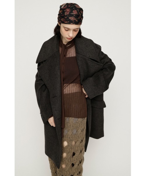 SLY(スライ)の「BIG COLLAR DOUBLE MIDI COAT ビッグカラーダブルミディコート 秋服 冬服(ステンカラーコート・レディース・ブラウン/マルチ/杢グレー/ブラック・FREE)」の17枚目の写真