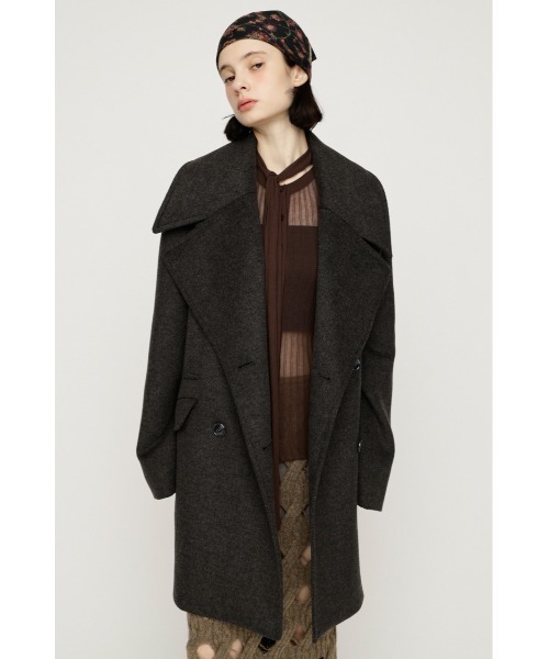 SLY(スライ)の「BIG COLLAR DOUBLE MIDI COAT ビッグカラーダブルミディコート 秋服 冬服(ステンカラーコート・レディース・ブラウン/マルチ/杢グレー/ブラック・FREE)」の18枚目の写真