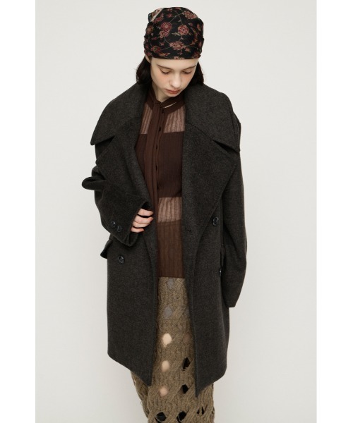 SLY(スライ)の「BIG COLLAR DOUBLE MIDI COAT ビッグカラーダブルミディコート 秋服 冬服(ステンカラーコート・レディース・ブラウン/マルチ/杢グレー/ブラック・FREE)」の19枚目の写真
