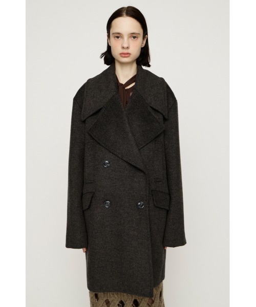 SLY(スライ)の「BIG COLLAR DOUBLE MIDI COAT ビッグカラーダブルミディコート 秋服 冬服(ステンカラーコート・レディース・ブラウン/マルチ/杢グレー/ブラック・FREE)」の20枚目の写真