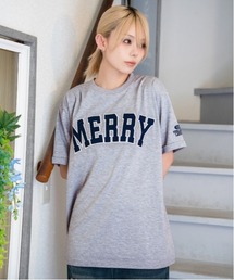 《ツイルアップリケ・ロールアップスリーブ》カレッジロゴTシャツ/カジュアル×ストリート/春夏秋/全3色