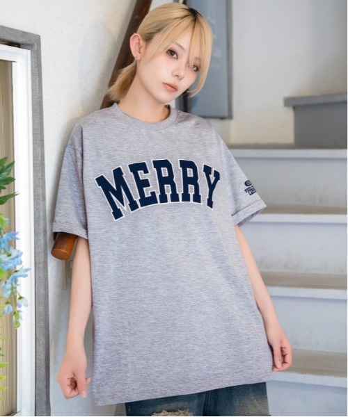 GORGE(ゴージ)の「《ツイルアップリケ・ロールアップスリーブ》カレッジロゴTシャツ/カジュアル×ストリート/春夏秋/全3色(Tシャツ/カットソー・レディース・ネイビー/サックスブルー/杢グレー・F)」の7枚目の写真