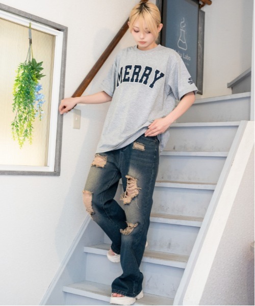 GORGE(ゴージ)の「《ツイルアップリケ・ロールアップスリーブ》カレッジロゴTシャツ/カジュアル×ストリート/春夏秋/全3色(Tシャツ/カットソー・レディース・ネイビー/サックスブルー/杢グレー・F)」の10枚目の写真