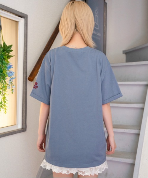 GORGE(ゴージ)の「《ツイルアップリケ・ロールアップスリーブ》カレッジロゴTシャツ/カジュアル×ストリート/春夏秋/全3色(Tシャツ/カットソー・レディース・ネイビー/サックスブルー/杢グレー・F)」の19枚目の写真