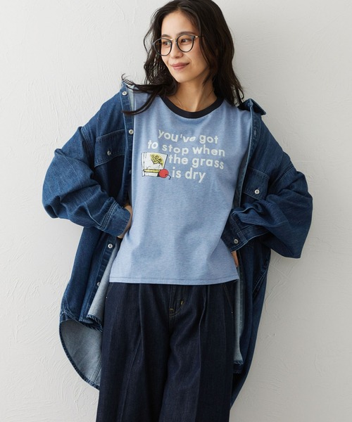 EDWIN(エドウィン)の「EDWIN LADIES リンガーTシャツ 【半袖】(Tシャツ/カットソー・レディース・ブラウン/ブルー/ホワイト・SMALL/MEDIUM)」の13枚目の写真