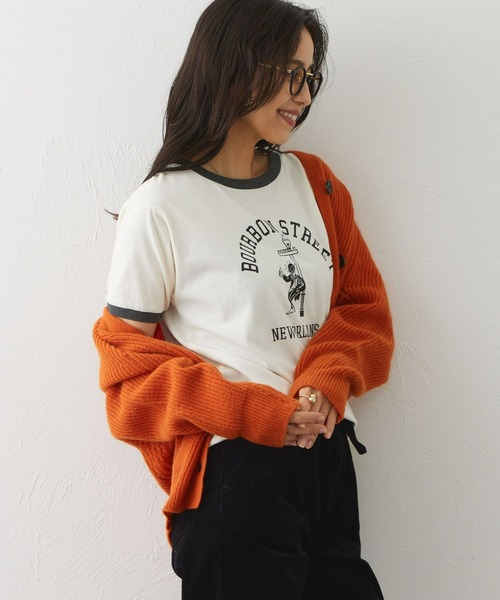 EDWIN(エドウィン)の「EDWIN LADIES リンガーTシャツ 【半袖】(Tシャツ/カットソー・レディース・ブラウン/ブルー/ホワイト・SMALL/MEDIUM)」の14枚目の写真