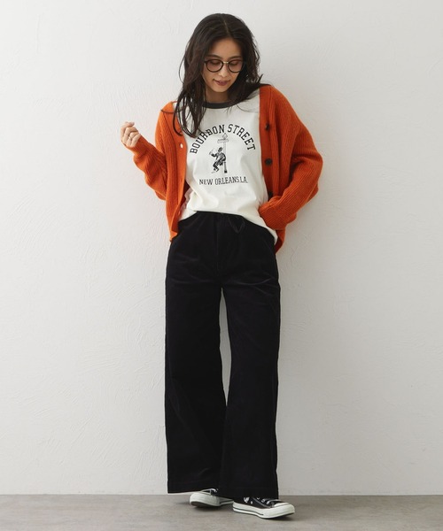 EDWIN(エドウィン)の「EDWIN LADIES リンガーTシャツ 【半袖】(Tシャツ/カットソー・レディース・ブラウン/ブルー/ホワイト・SMALL/MEDIUM)」の7枚目の写真