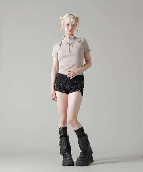 L.H.P(エルエイチピー)の「MAVYTH/メヴィス/HALF ZIP BELT TOPS(Tシャツ/カットソー・レディース・ベージュ/ブラック・F)」の10枚目の写真