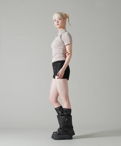 L.H.P(エルエイチピー)の「MAVYTH/メヴィス/HALF ZIP BELT TOPS(Tシャツ/カットソー・レディース・ベージュ/ブラック・F)」の11枚目の写真