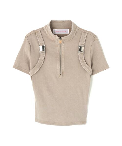 L.H.P(エルエイチピー)の「MAVYTH/メヴィス/HALF ZIP BELT TOPS(Tシャツ/カットソー・レディース・ベージュ/ブラック・F)」の12枚目の写真