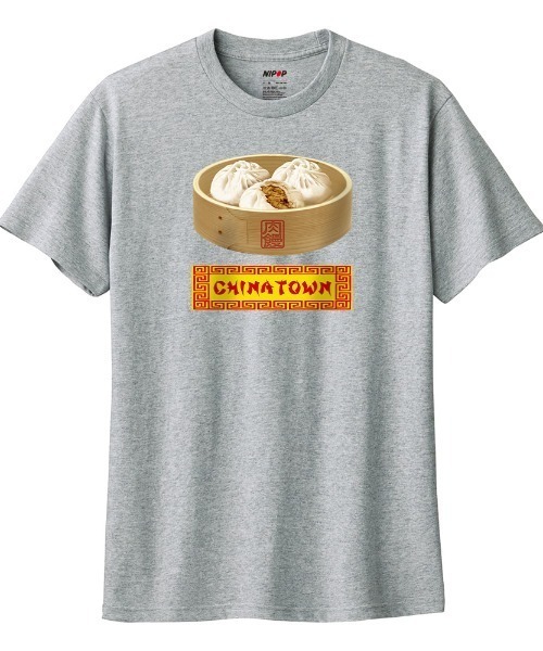 NIPOP（ニポップ）の「NIPOP（ニポップ） 半袖Tシャツ レディース 肉まん 中華料理 イラスト ロゴ プリント Tシャツ 半袖 カットソー トップス インバウンド お土産 ユニセックス（Tシャツ/カットソー・レディース・ホワイト/ブラック/ヘザーグレー・L/M）」の3枚目の写真