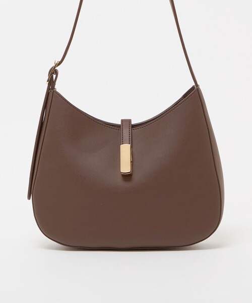 A DAY IN THE LIFE UNITED ARROWS(アデイインザライフユナイテッドアローズ)の「レザーライク ラウンドショルダーバッグ<A DAY IN THE LIFE>(ショルダーバッグ・レディース・ダークブラウン/ナチュラル/ブラック・FREE)」の4枚目の写真