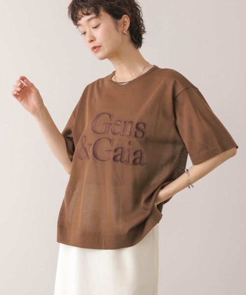 Bou Jeloud(ブージュルード)の「刺しゅうロゴシアーニットTプルオーバー(Tシャツ/カットソー・レディース・レッド/ブラウン・FREE)」の3枚目の写真