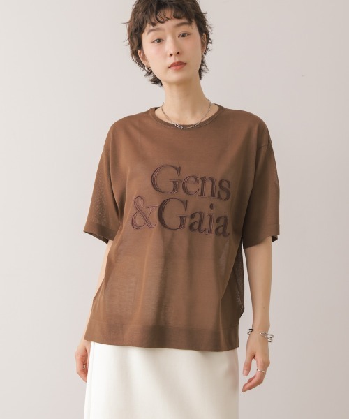 Bou Jeloud(ブージュルード)の「刺しゅうロゴシアーニットTプルオーバー(Tシャツ/カットソー・レディース・レッド/ブラウン・FREE)」の5枚目の写真