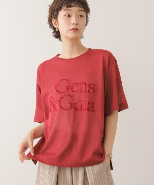 Bou Jeloud(ブージュルード)の「刺しゅうロゴシアーニットTプルオーバー(Tシャツ/カットソー・レディース・レッド/ブラウン・FREE)」の17枚目の写真