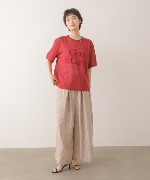 Bou Jeloud(ブージュルード)の「刺しゅうロゴシアーニットTプルオーバー(Tシャツ/カットソー・レディース・レッド/ブラウン・FREE)」の18枚目の写真