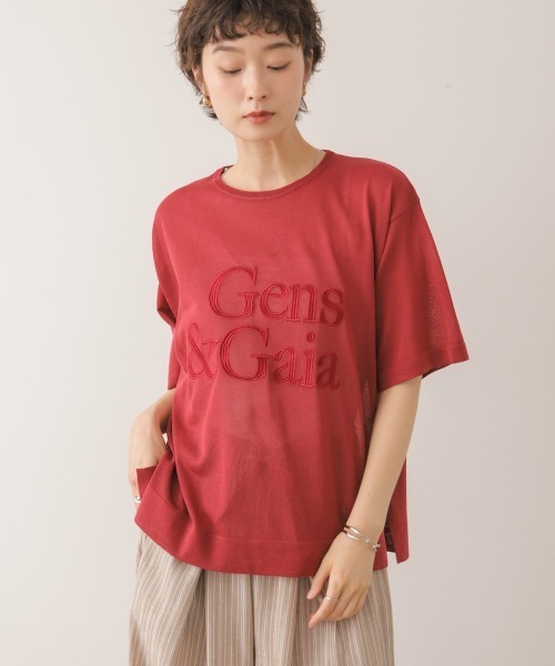 Bou Jeloud(ブージュルード)の「刺しゅうロゴシアーニットTプルオーバー(Tシャツ/カットソー・レディース・レッド/ブラウン・FREE)」の20枚目の写真