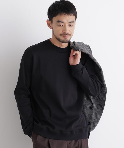NANO universe(ナノユニバース)の「「FORMAL JERSEY」モックネックカットソー長袖(Tシャツ/カットソー・メンズ・ホワイト/ブラック/ブラウン・L/M/S)」の1枚目の写真