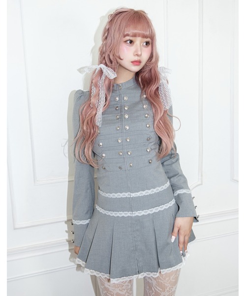 Fiorforte(フィオルフォルテ)の「napoleon jacket onepiece(ワンピース・レディース・グレー/ピンク・FREE)」の1枚目の写真