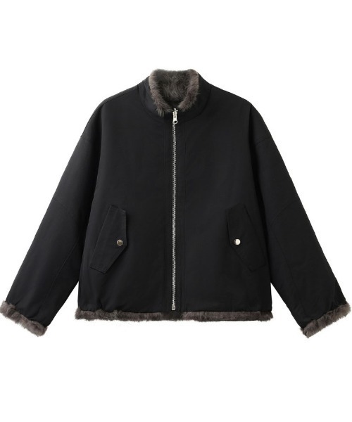 &soiree(アンドソワレ)の「2WAYポケット付きフェイクファーブルゾン(ブルゾン・レディース・カーキ/ブラック・LARGE/MEDIUM/SMALL)」の6枚目の写真