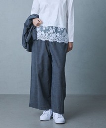 シアーグレンチェックワイドパンツ
