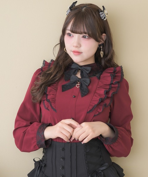ROJITA(ロジータ)の「ダブルリボン配色ブラウス(シャツ/ブラウス・レディース・ピンク/ボルドー/ホワイト・FREE)」の3枚目の写真