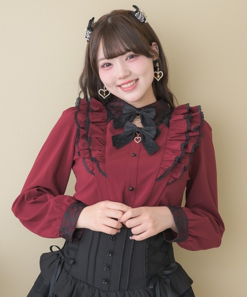 ROJITA(ロジータ)の「ダブルリボン配色ブラウス(シャツ/ブラウス・レディース・ピンク/ボルドー/ホワイト・FREE)」の15枚目の写真