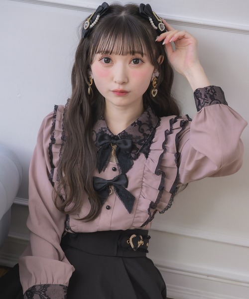 ROJITA(ロジータ)の「ダブルリボン配色ブラウス(シャツ/ブラウス・レディース・ピンク/ボルドー/ホワイト・FREE)」の6枚目の写真