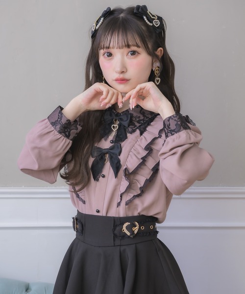 ROJITA(ロジータ)の「ダブルリボン配色ブラウス(シャツ/ブラウス・レディース・ピンク/ボルドー/ホワイト・FREE)」の8枚目の写真