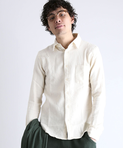 Denime（ドゥニーム）の「ワッフルレギュラーシャツ（シャツ/ブラウス・メンズ・ホワイト/アイボリー/ネイビー・LARGE/MEDIUM/X-LARGE）」の2枚目の写真