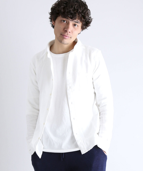 Denime（ドゥニーム）の「ワッフルレギュラーシャツ（シャツ/ブラウス・メンズ・ホワイト/アイボリー/ネイビー・LARGE/MEDIUM/X-LARGE）」の12枚目の写真