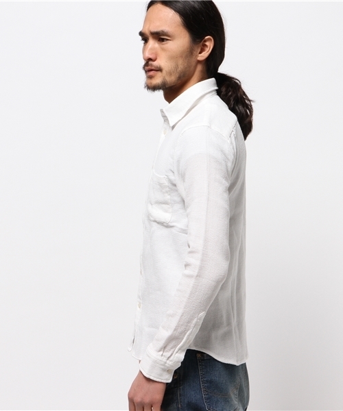 Denime（ドゥニーム）の「ワッフルレギュラーシャツ（シャツ/ブラウス・メンズ・ホワイト/アイボリー/ネイビー・LARGE/MEDIUM/X-LARGE）」の4枚目の写真