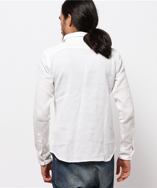 Denime（ドゥニーム）の「ワッフルレギュラーシャツ（シャツ/ブラウス・メンズ・ホワイト/アイボリー/ネイビー・LARGE/MEDIUM/X-LARGE）」の5枚目の写真