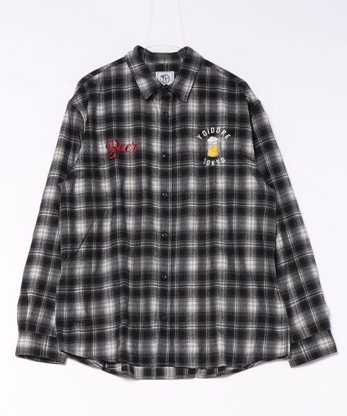 JACKROSE(ジャックローズ)の「YOIDORE サメビール チェックシャツ(シャツ/ブラウス・メンズ・ブラック・L/M/XL)」の1枚目の写真