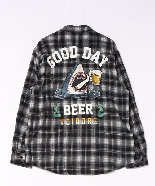 JACKROSE(ジャックローズ)の「YOIDORE サメビール チェックシャツ(シャツ/ブラウス・メンズ・ブラック・L/M/XL)」の2枚目の写真