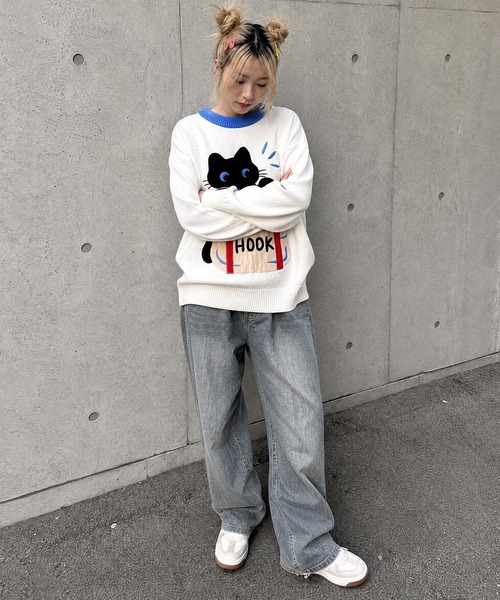 HOOK(フック)の「HOOK -original- 「あれ?魚1本足りない」パッチワークニットプルオーバー(ニット/セーター・メンズ・ホワイト・L/M/XL)」の20枚目の写真