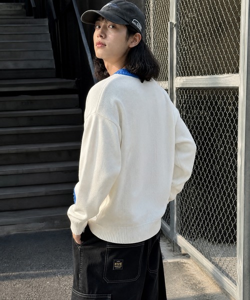 HOOK(フック)の「HOOK -original- 「あれ?魚1本足りない」パッチワークニットプルオーバー(ニット/セーター・メンズ・ホワイト・L/M/XL)」の22枚目の写真