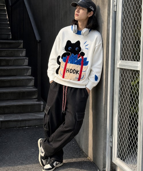 HOOK(フック)の「HOOK -original- 「あれ?魚1本足りない」パッチワークニットプルオーバー(ニット/セーター・メンズ・ホワイト・L/M/XL)」の7枚目の写真