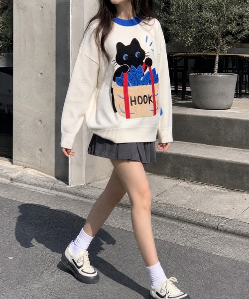 HOOK(フック)の「HOOK -original- 「あれ?魚1本足りない」パッチワークニットプルオーバー(ニット/セーター・メンズ・ホワイト・L/M/XL)」の12枚目の写真