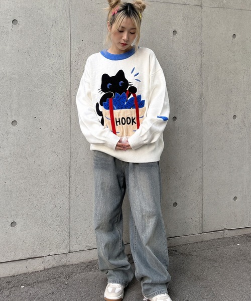 HOOK(フック)の「HOOK -original- 「あれ?魚1本足りない」パッチワークニットプルオーバー(ニット/セーター・メンズ・ホワイト・L/M/XL)」の16枚目の写真