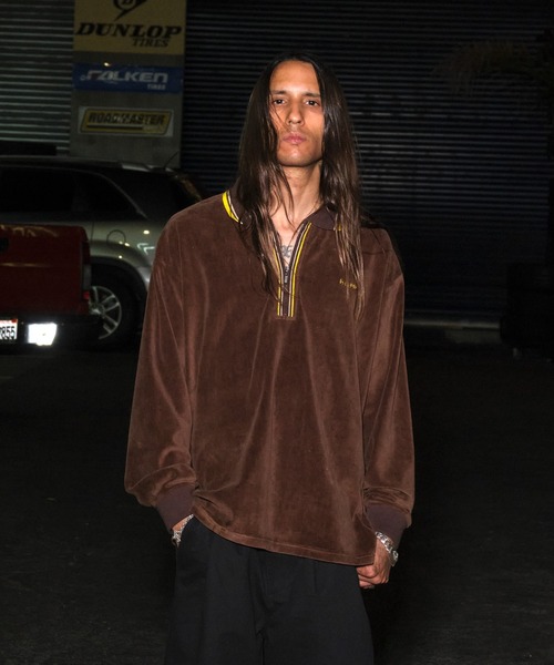 HUF（ハフ）の「PARKER VELOUR LS POLO（ポロシャツ・メンズ・ブラウン/ブラック・M/S/L/XL）」の2枚目の写真