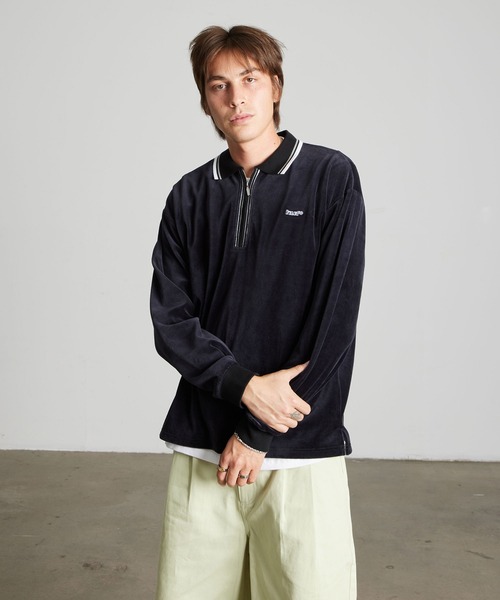 HUF（ハフ）の「PARKER VELOUR LS POLO（ポロシャツ・メンズ・ブラウン/ブラック・M/S/L/XL）」の5枚目の写真